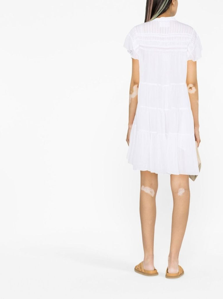 White Lanikaye Tiered Cotton Mini Dress