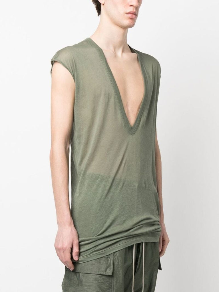 Green V-neck Organic Cotton Vest