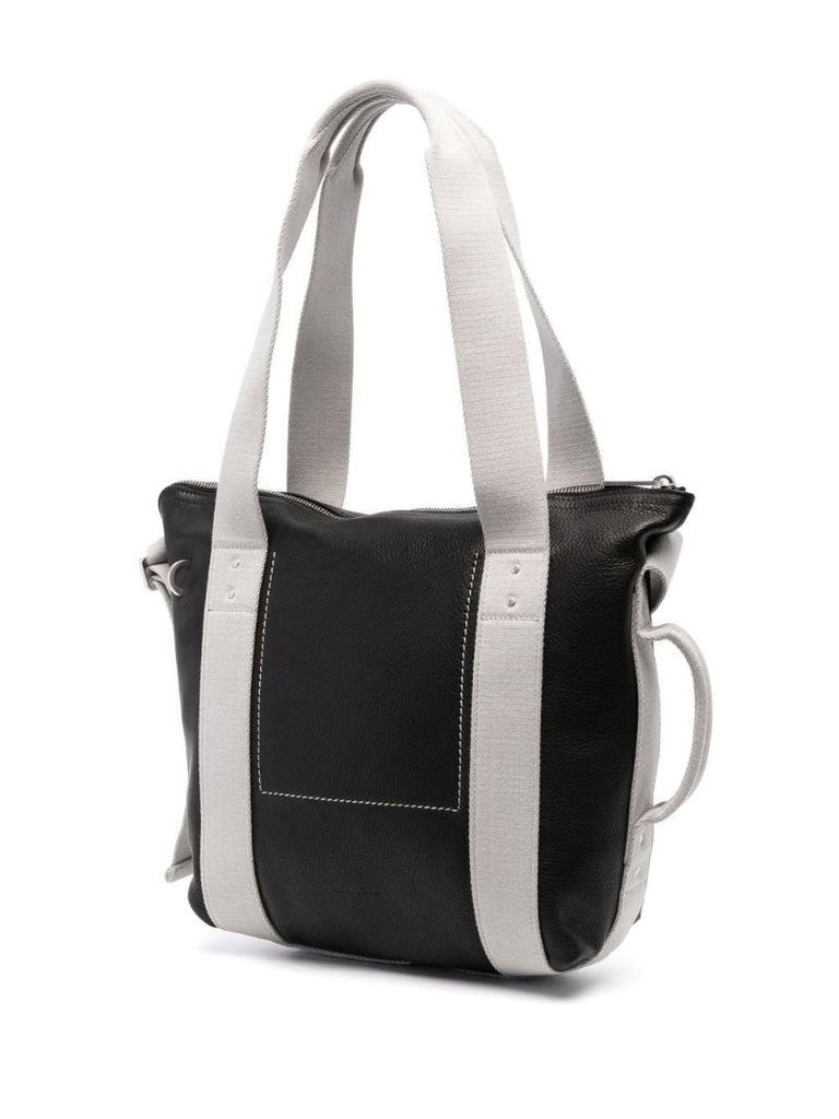 Black Mini Trolley Leather Tote Bag