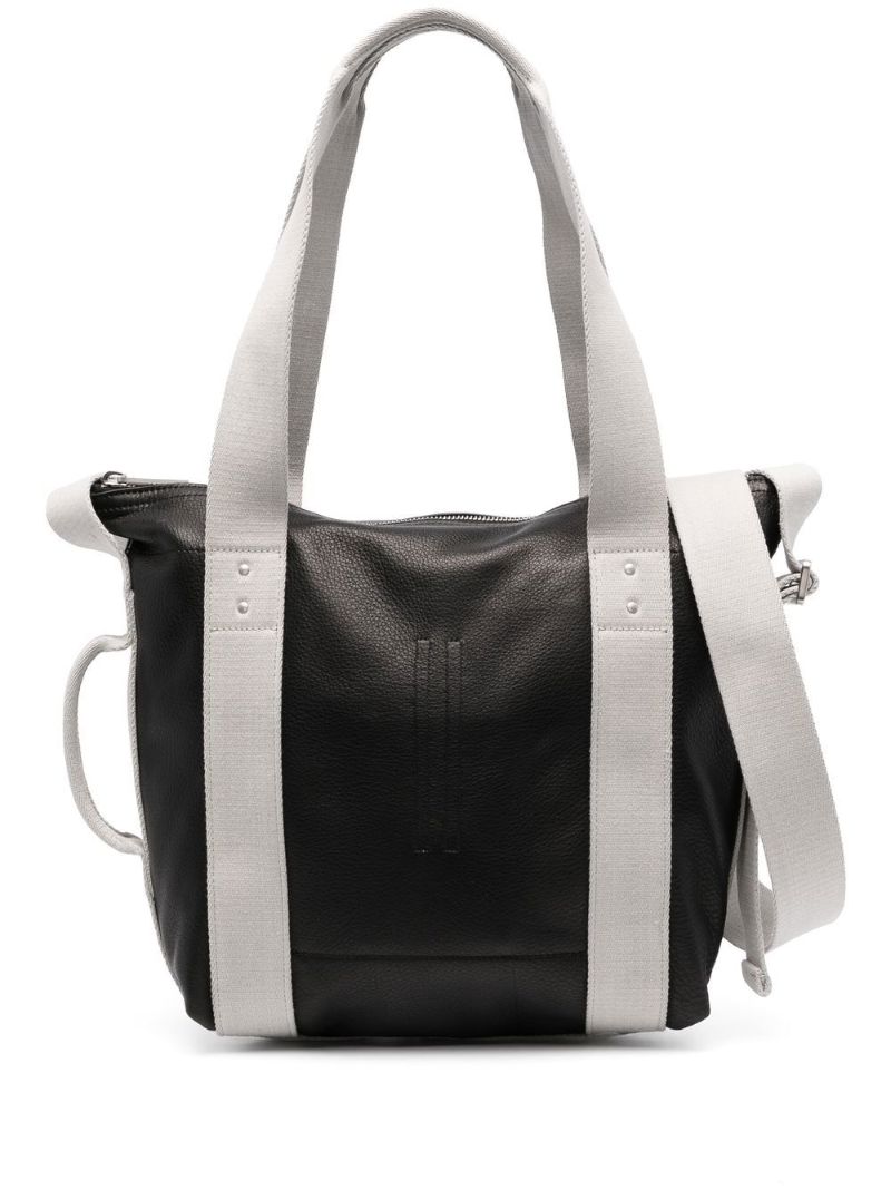 Black Mini Trolley Leather Tote Bag