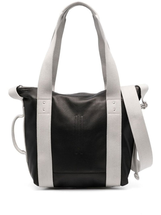 Black Mini Trolley Leather Tote Bag