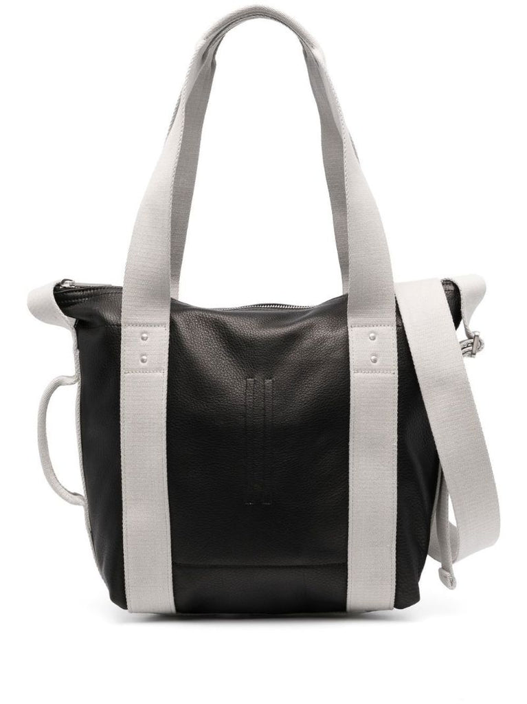 Black Mini Trolley Leather Tote Bag