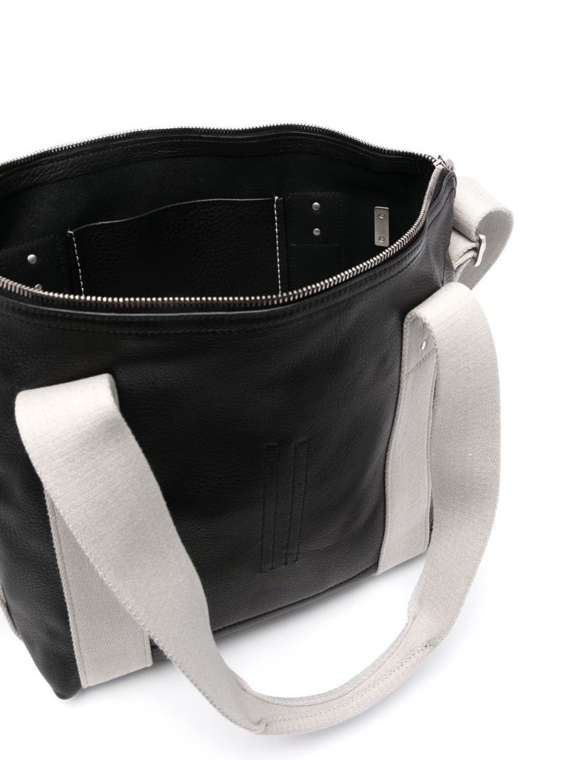 Black Mini Trolley Leather Tote Bag