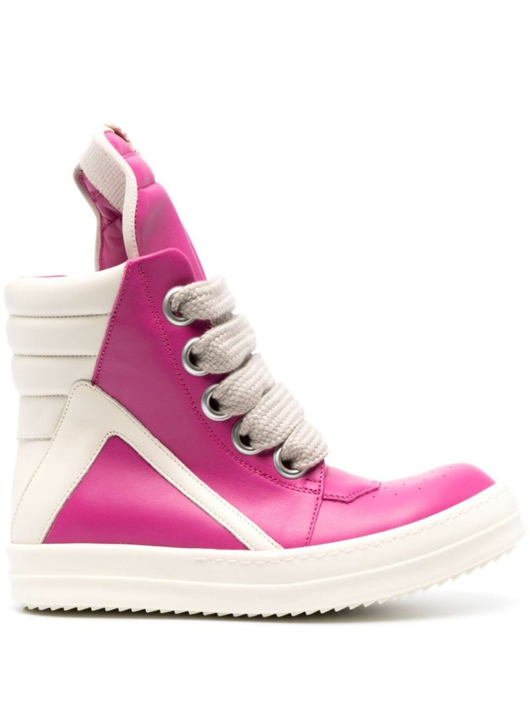 Pink Geo Basket High-top Leather Sneakers
