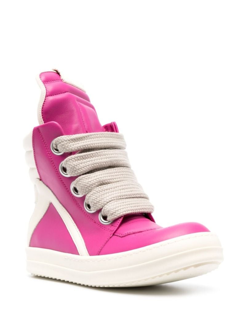 Pink Geo Basket High-top Leather Sneakers