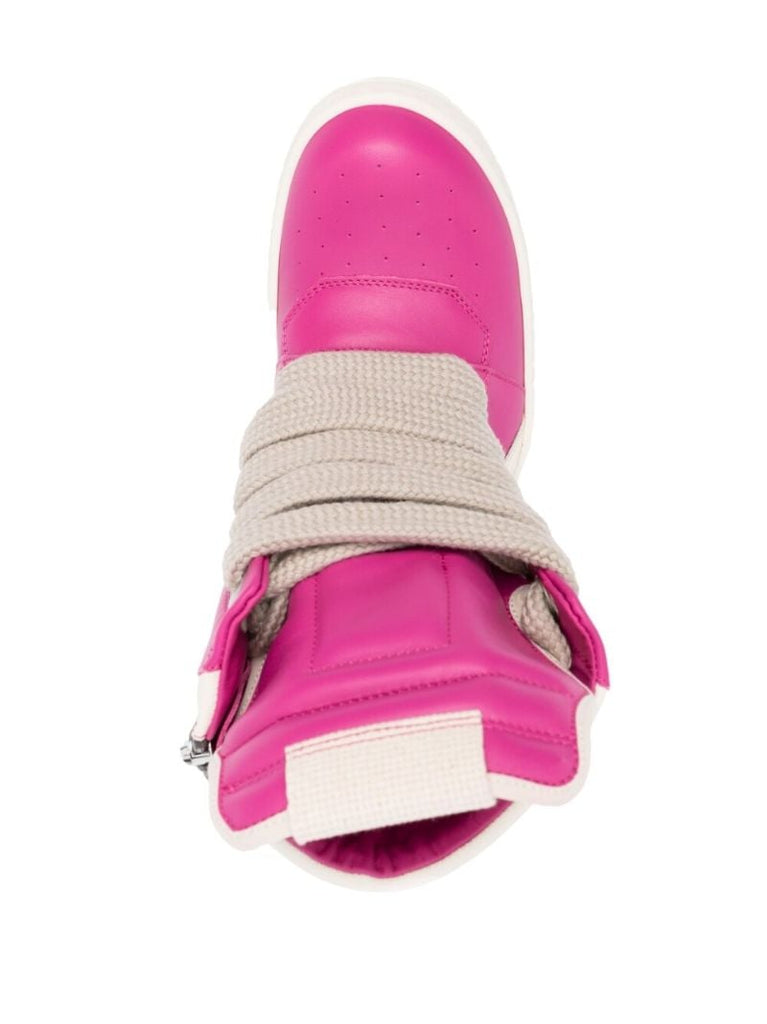 Pink Geo Basket High-top Leather Sneakers