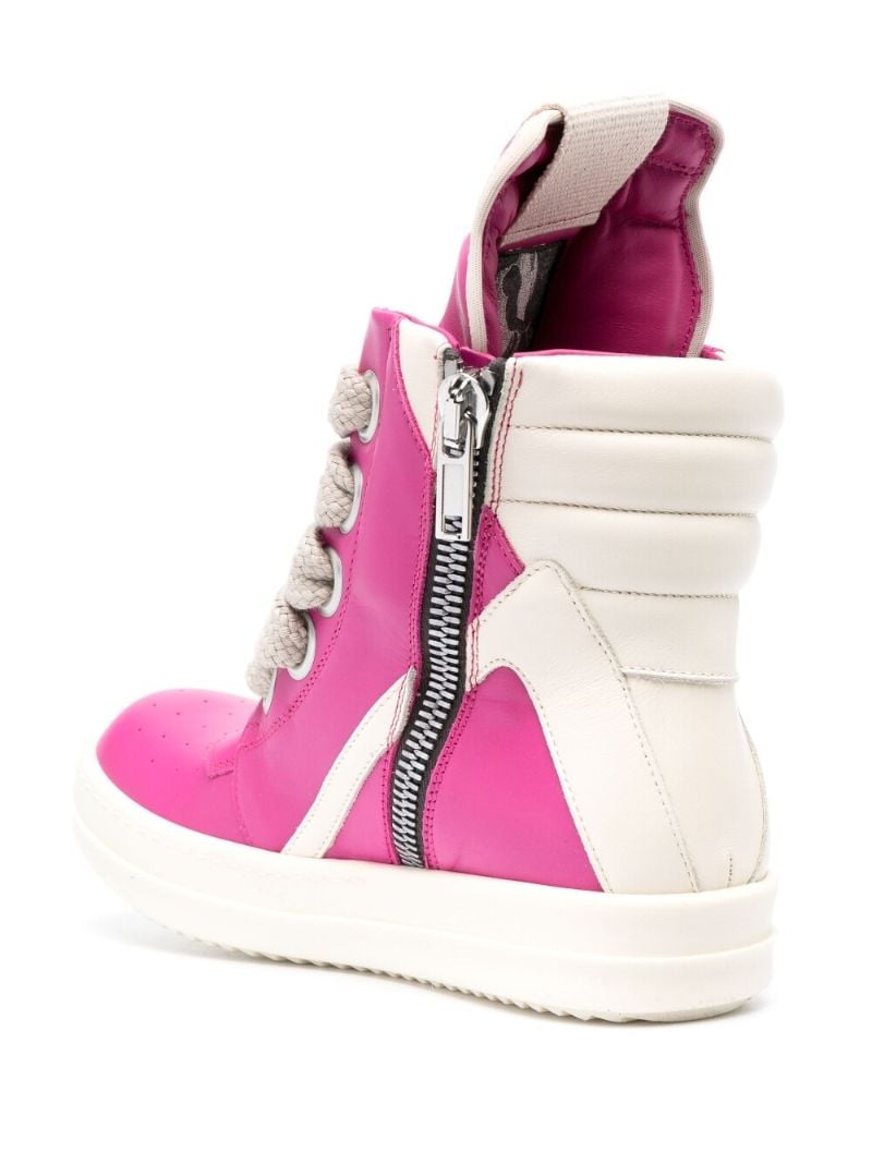 Pink Geo Basket High-top Leather Sneakers