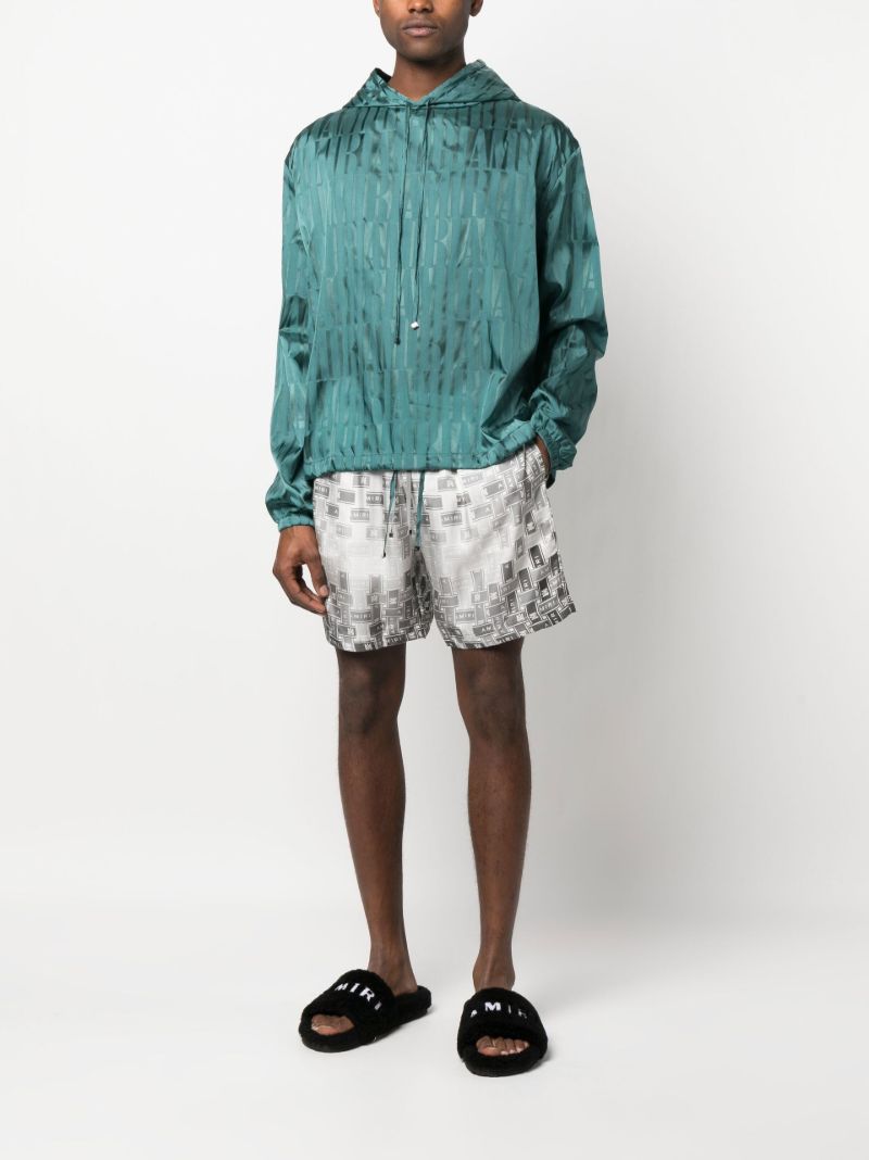 White Logo Print Drawstring Hoodie