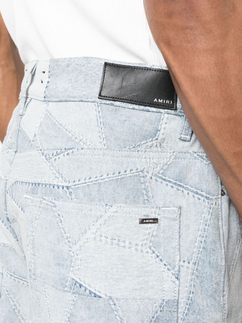 Blue Patchwork Baggy Straight-leg Jeans