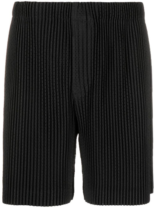 Black Outer Mesh PlissÃ_x0083_Â© Shorts