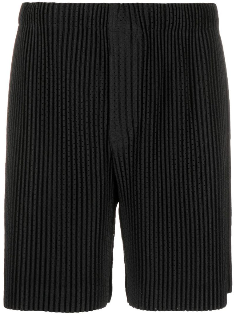 Black Outer Mesh PlissÃ_x0083_Â© Shorts