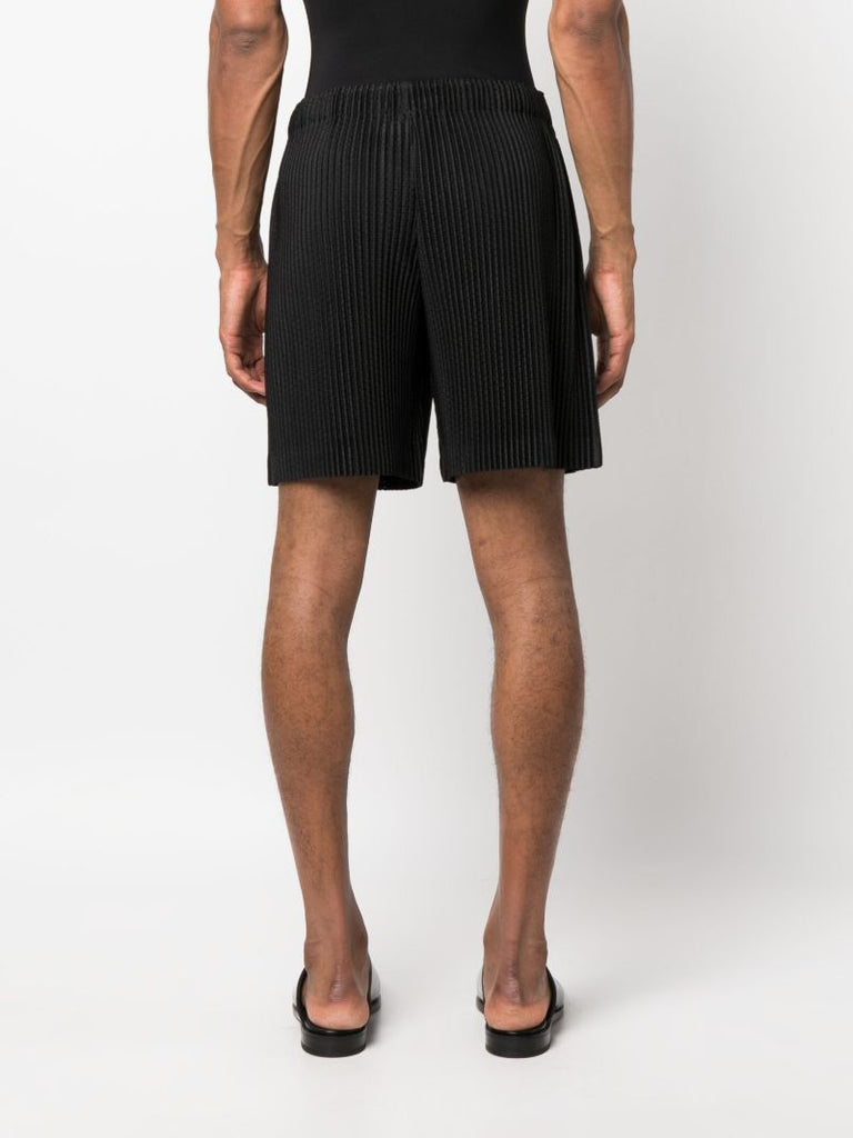 Black Outer Mesh PlissÃ_x0083_Â© Shorts