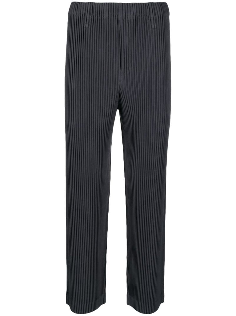 Grey Pleated Straight Leg Trousers