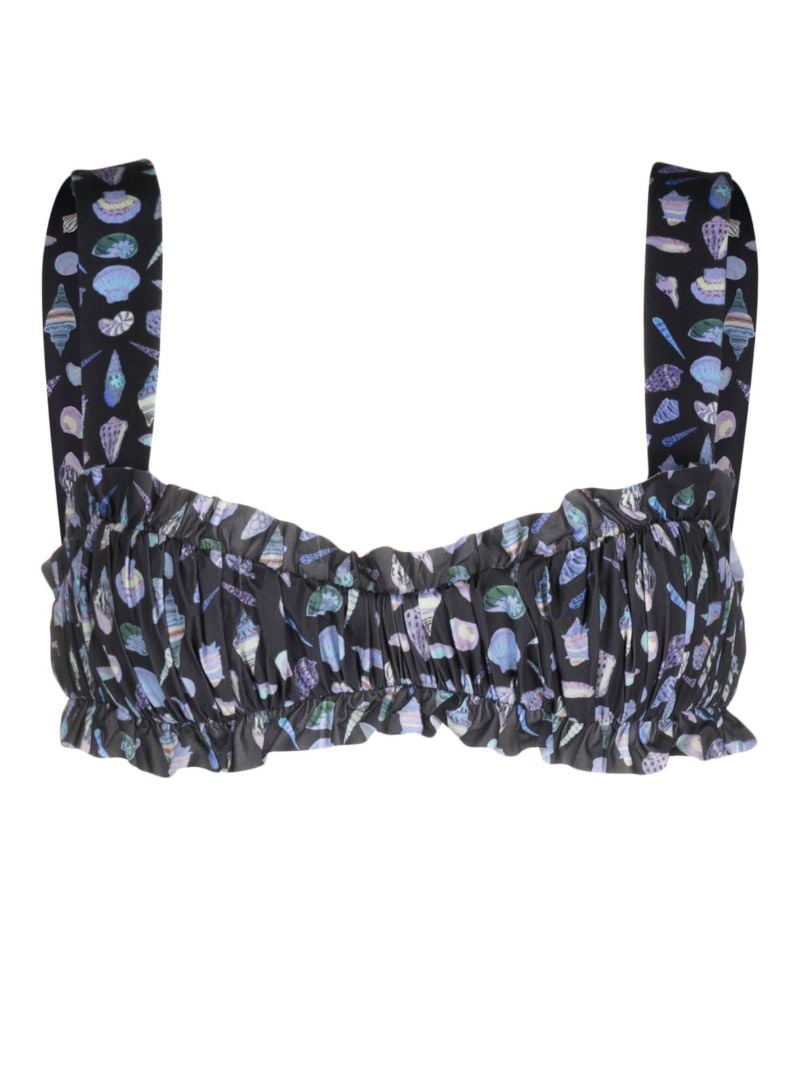 Black Shell Print Bikini Top