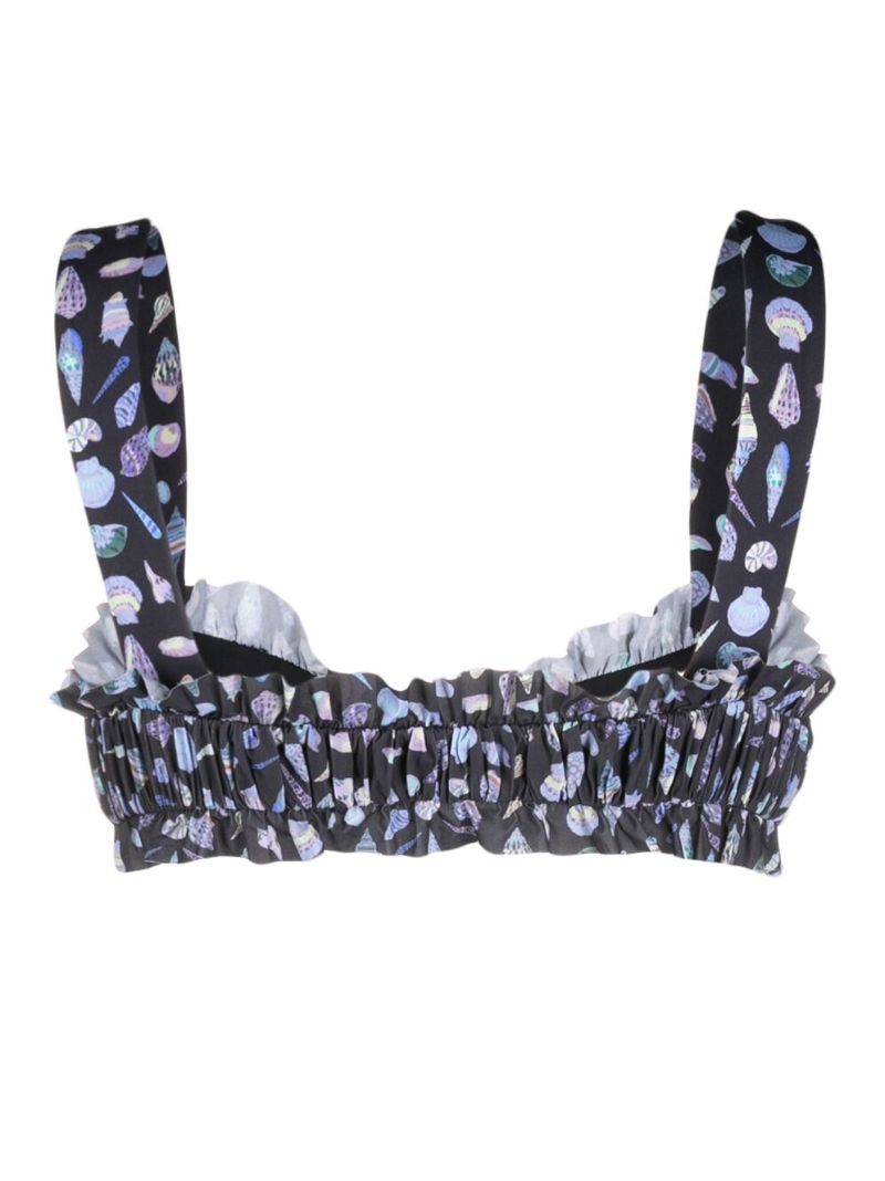 Black Shell Print Bikini Top