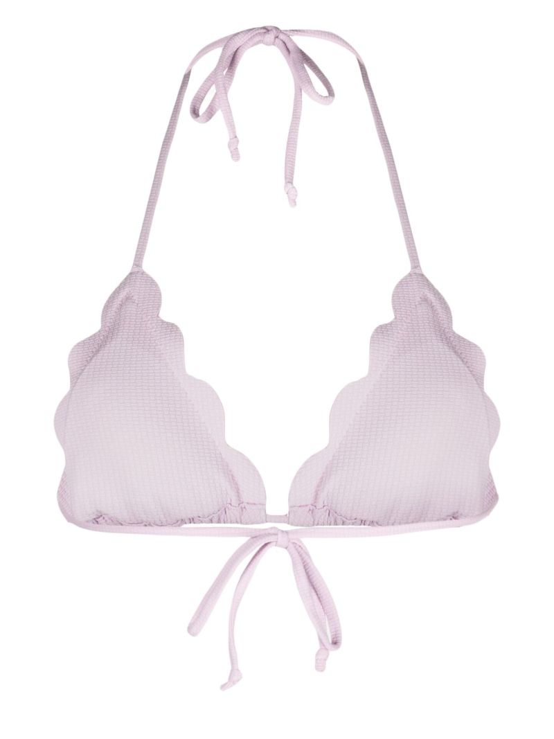 White Scalloped Triangle Bikini Top