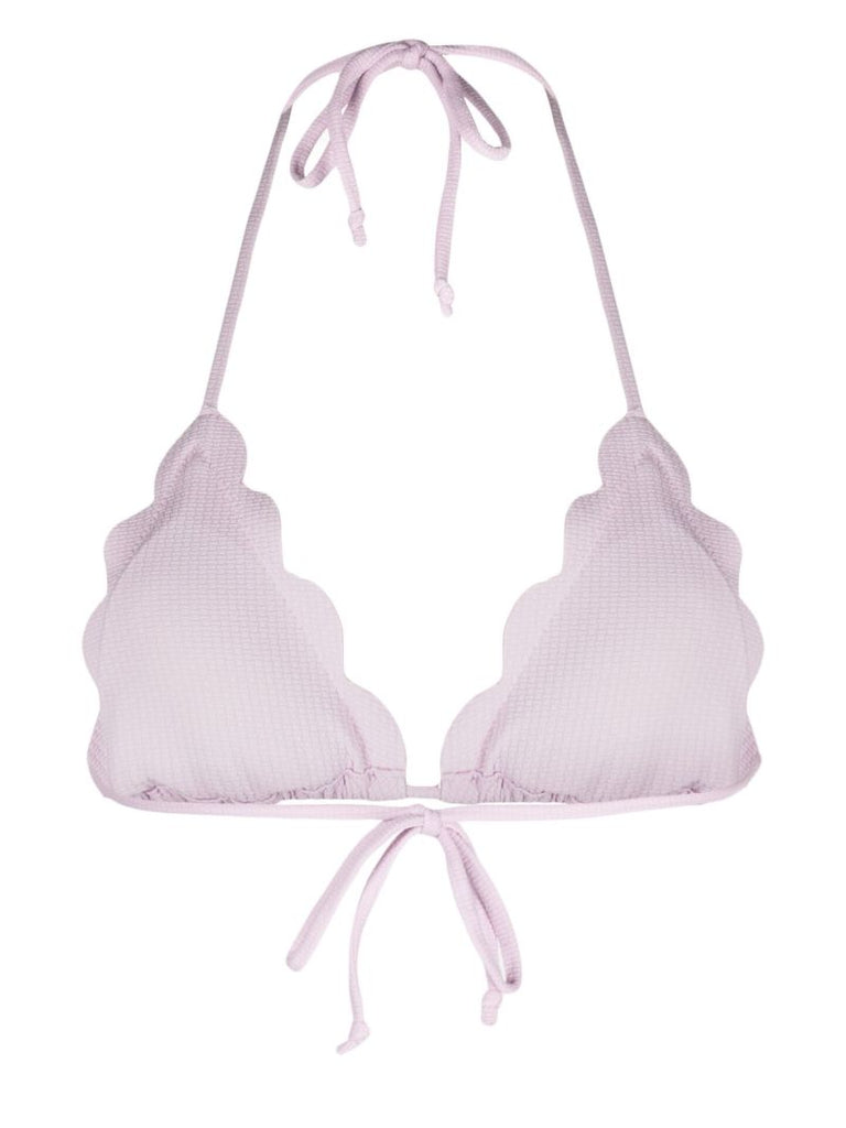 White Scalloped Triangle Bikini Top