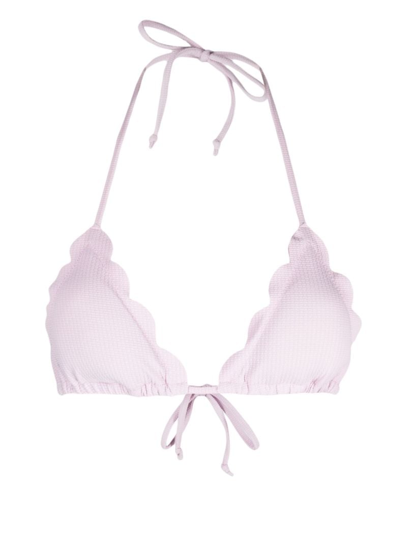 White Scalloped Triangle Bikini Top