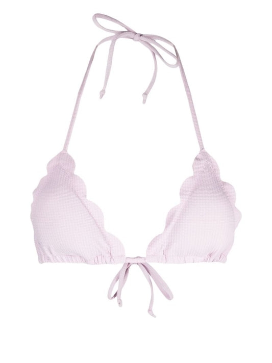 White Scalloped Triangle Bikini Top