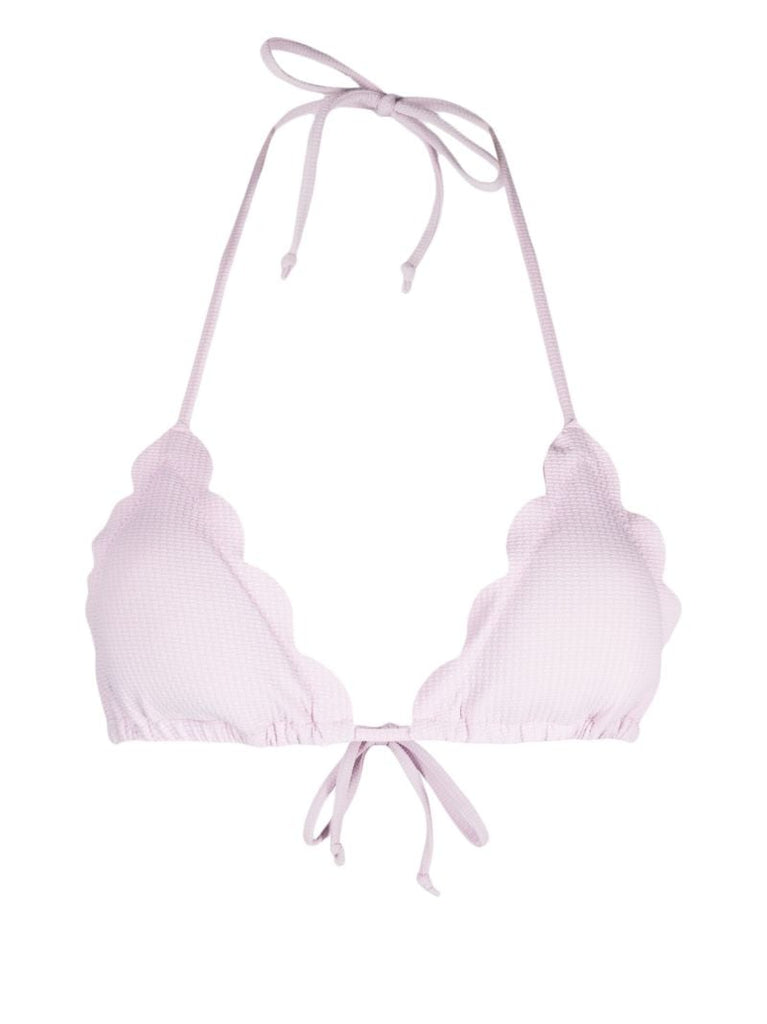 White Scalloped Triangle Bikini Top