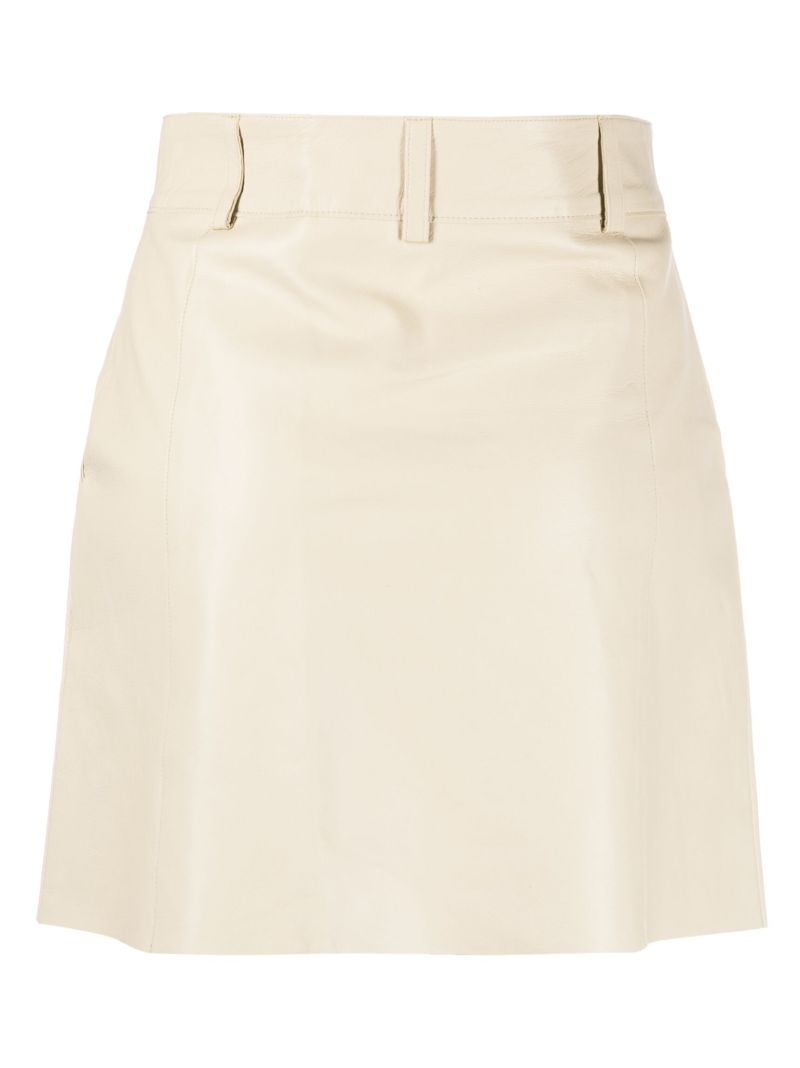 Neutral Pinto Leather Mini Skirt