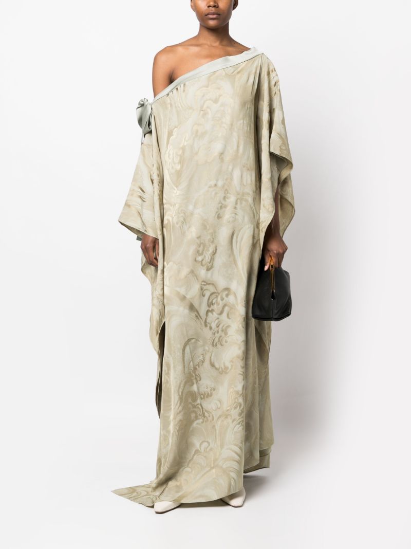 Green Aarons Jacquard Pattern Maxi Dress