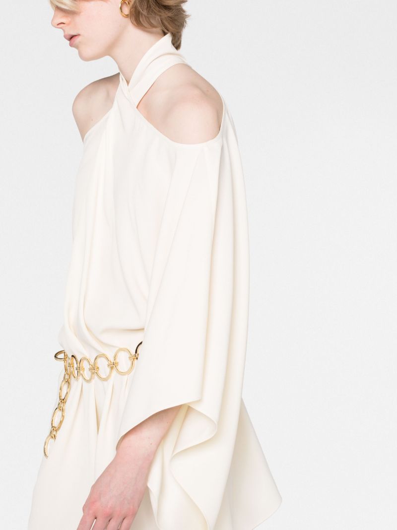 Neutral Piccolo Mambo Asymmetric Mini Dress