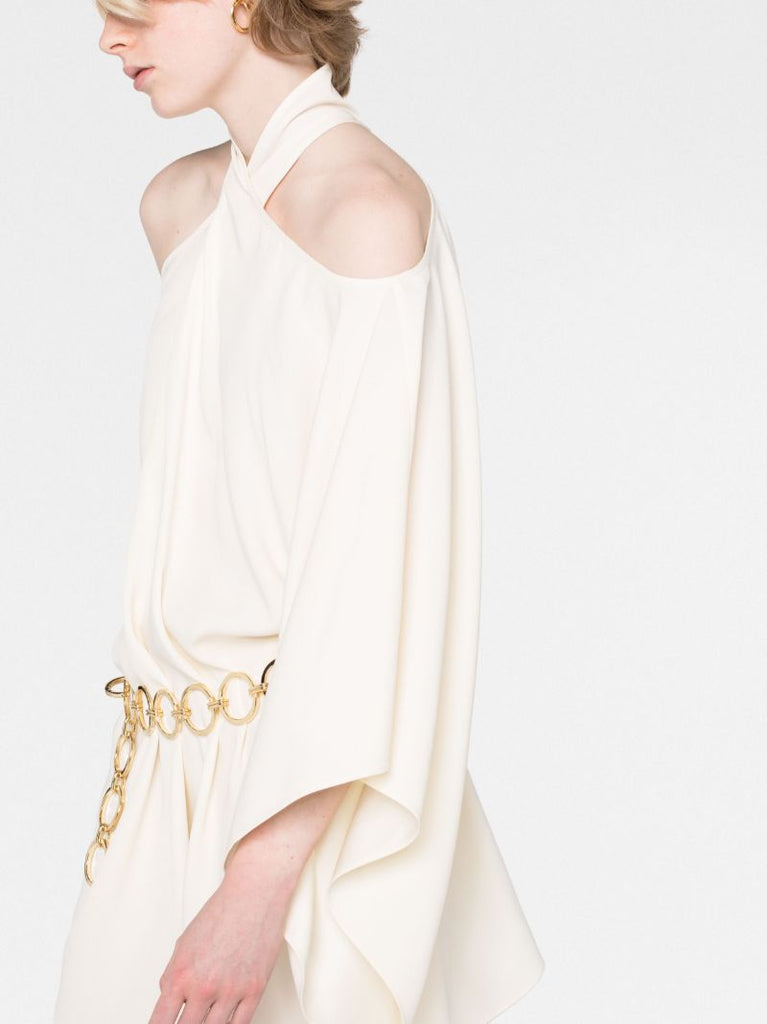Neutral Piccolo Mambo Asymmetric Mini Dress