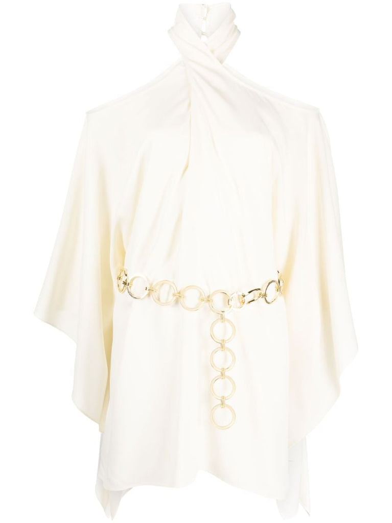 Neutral Piccolo Mambo Asymmetric Mini Dress