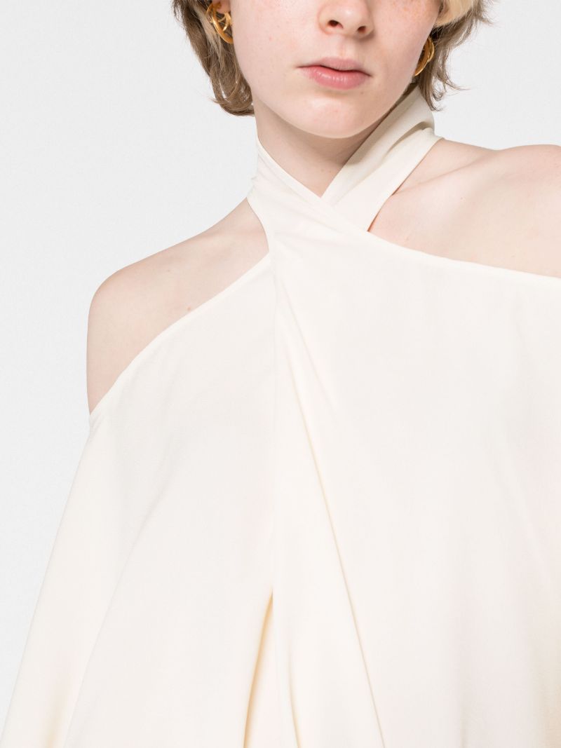 Neutral Piccolo Mambo Asymmetric Mini Dress