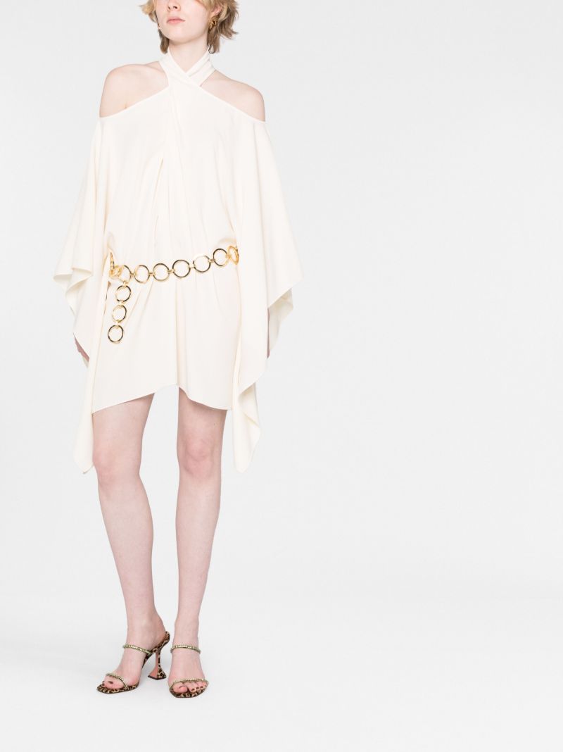 Neutral Piccolo Mambo Asymmetric Mini Dress
