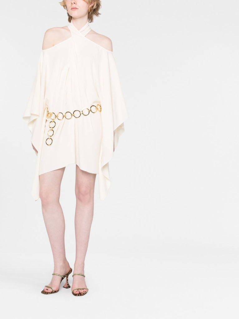 Neutral Piccolo Mambo Asymmetric Mini Dress