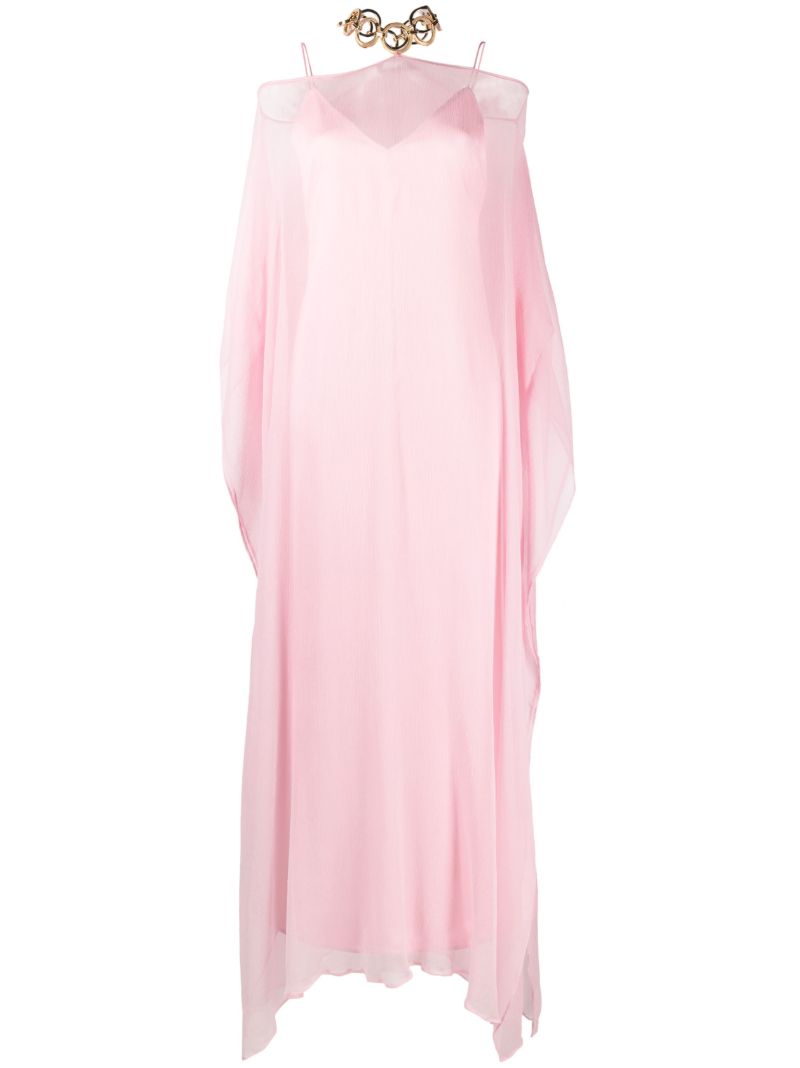 Pink Spirito Draped Silk Maxi Dress