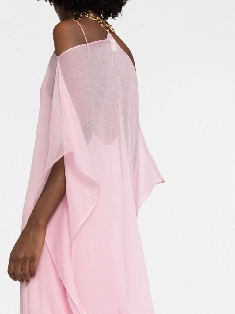 Pink Spirito Draped Silk Maxi Dress