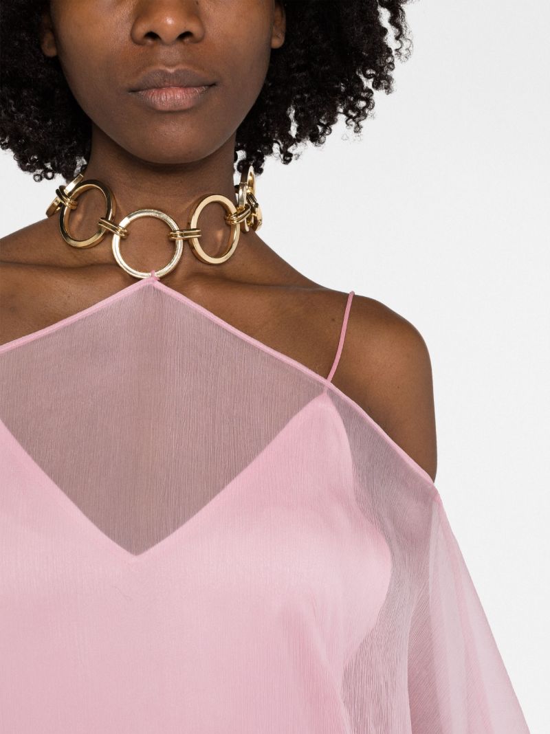 Pink Spirito Draped Silk Maxi Dress