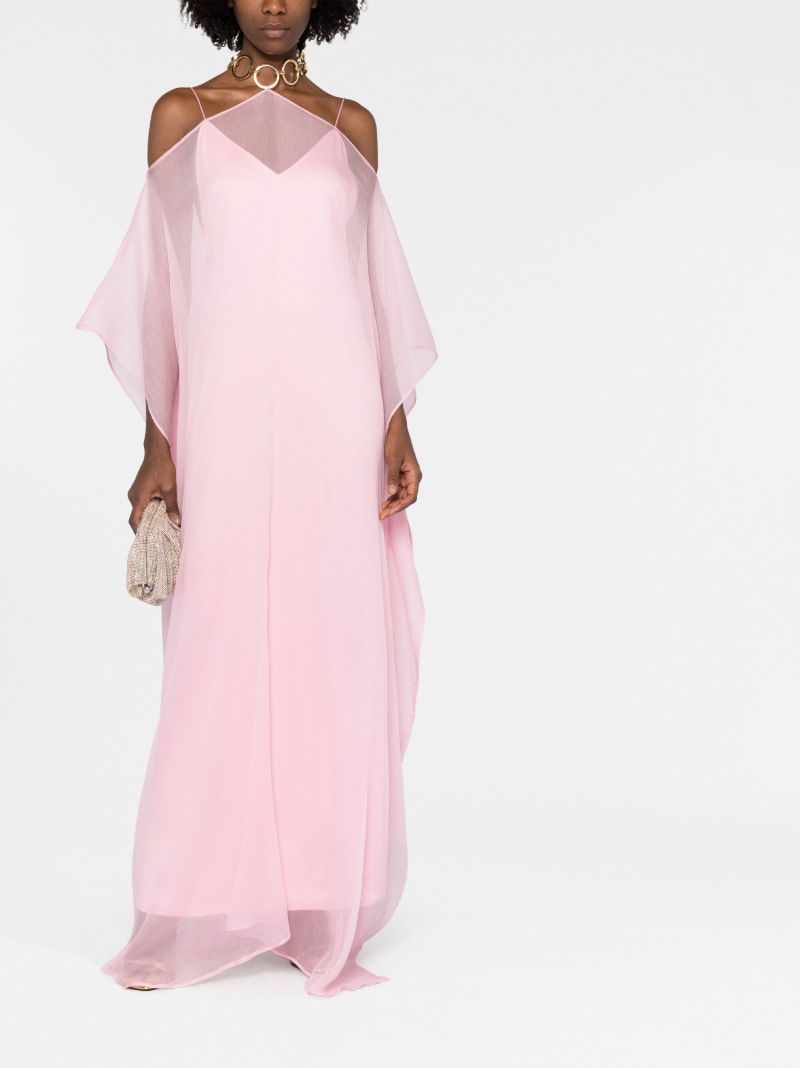 Pink Spirito Draped Silk Maxi Dress