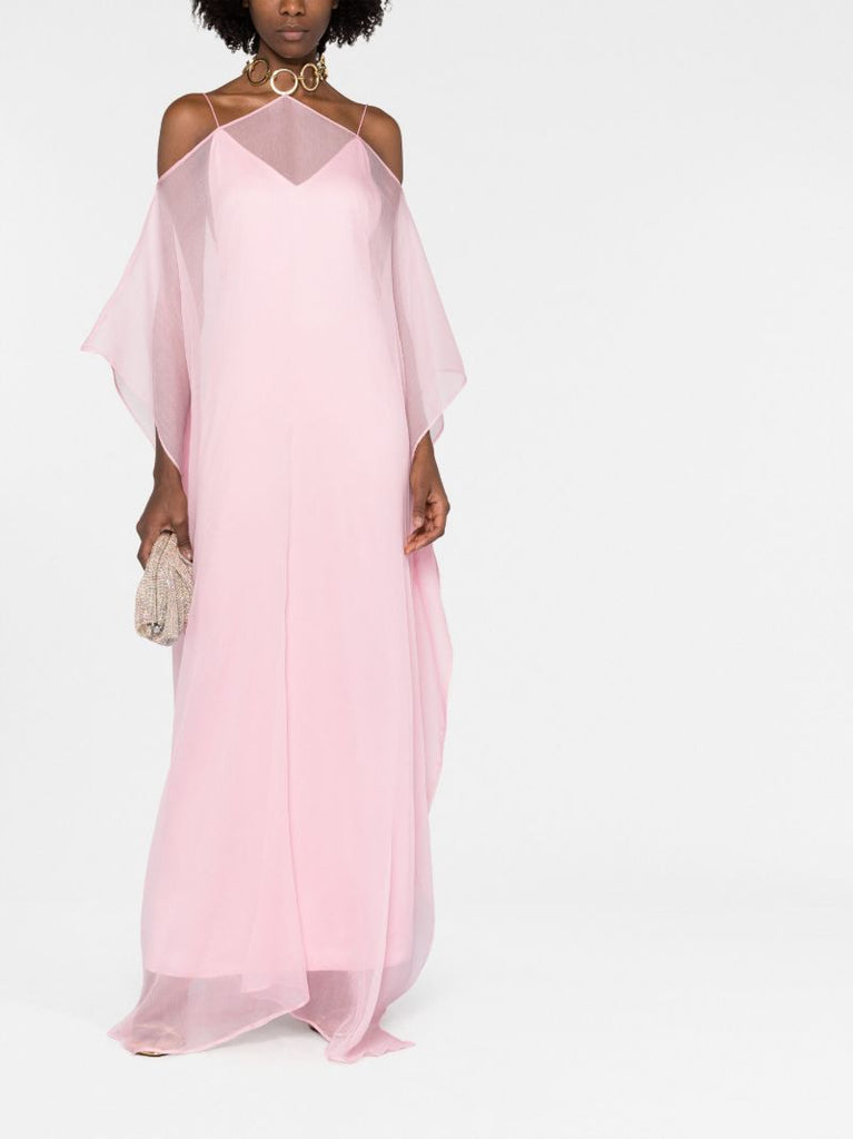 Pink Spirito Draped Silk Maxi Dress