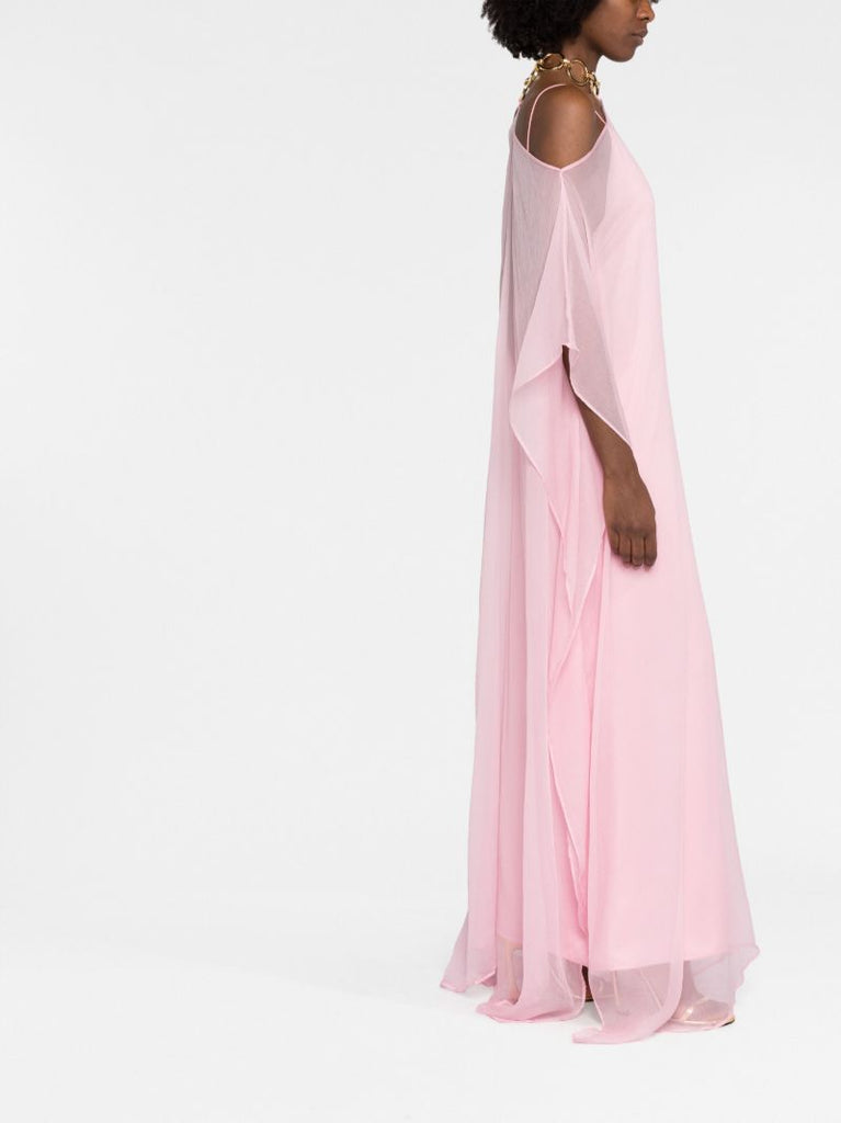 Pink Spirito Draped Silk Maxi Dress