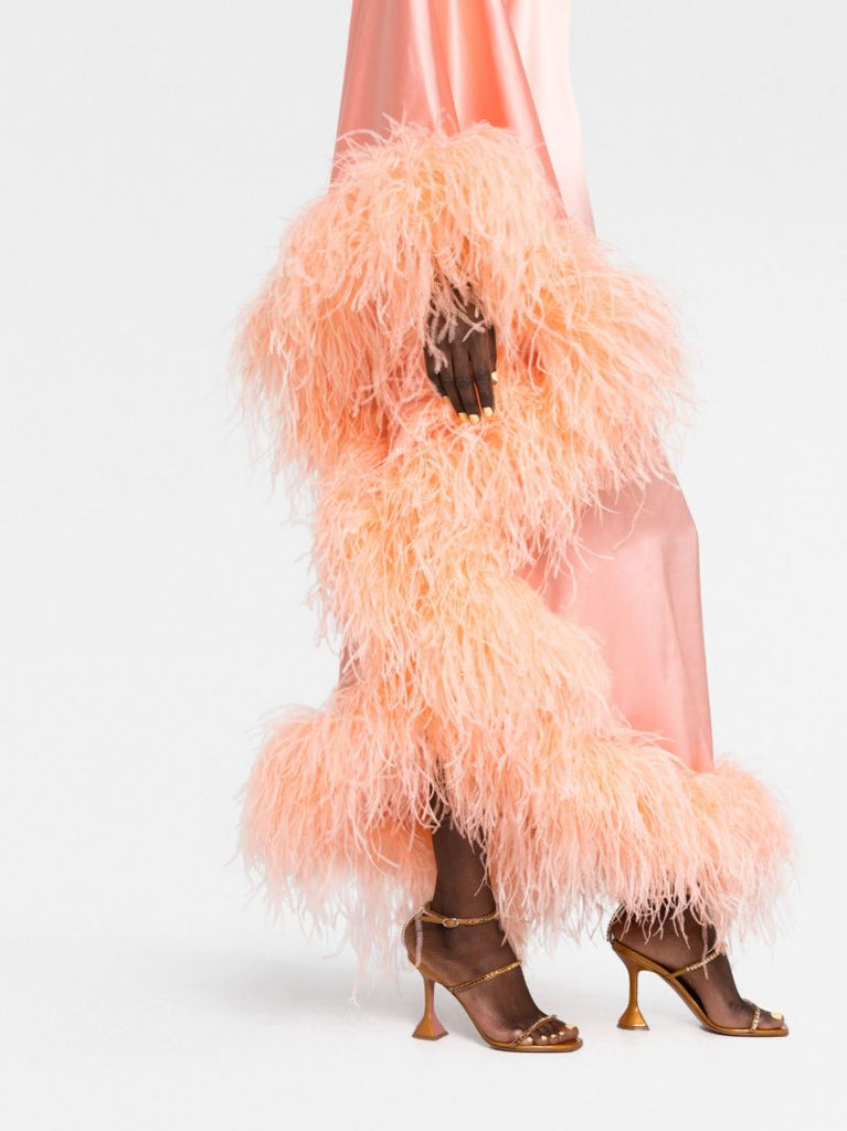 Orange Ubud Feather Trim Gown