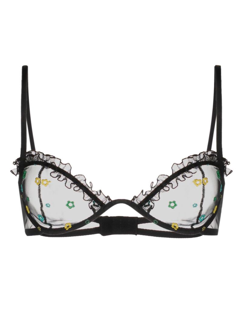 Black Jardin Ruffled Underwire Bra