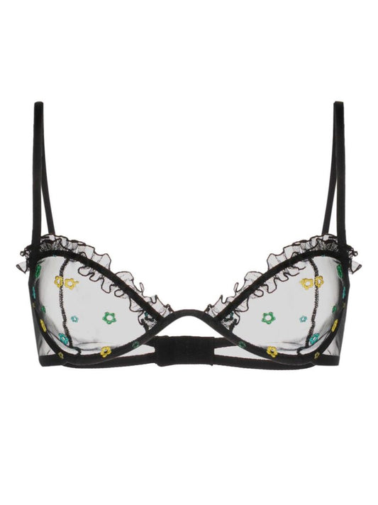 Black Jardin Ruffled Underwire Bra