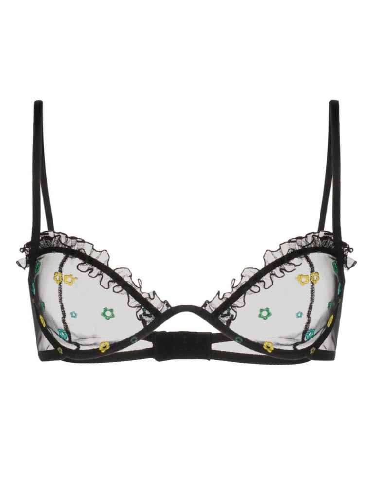 Black Jardin Ruffled Underwire Bra