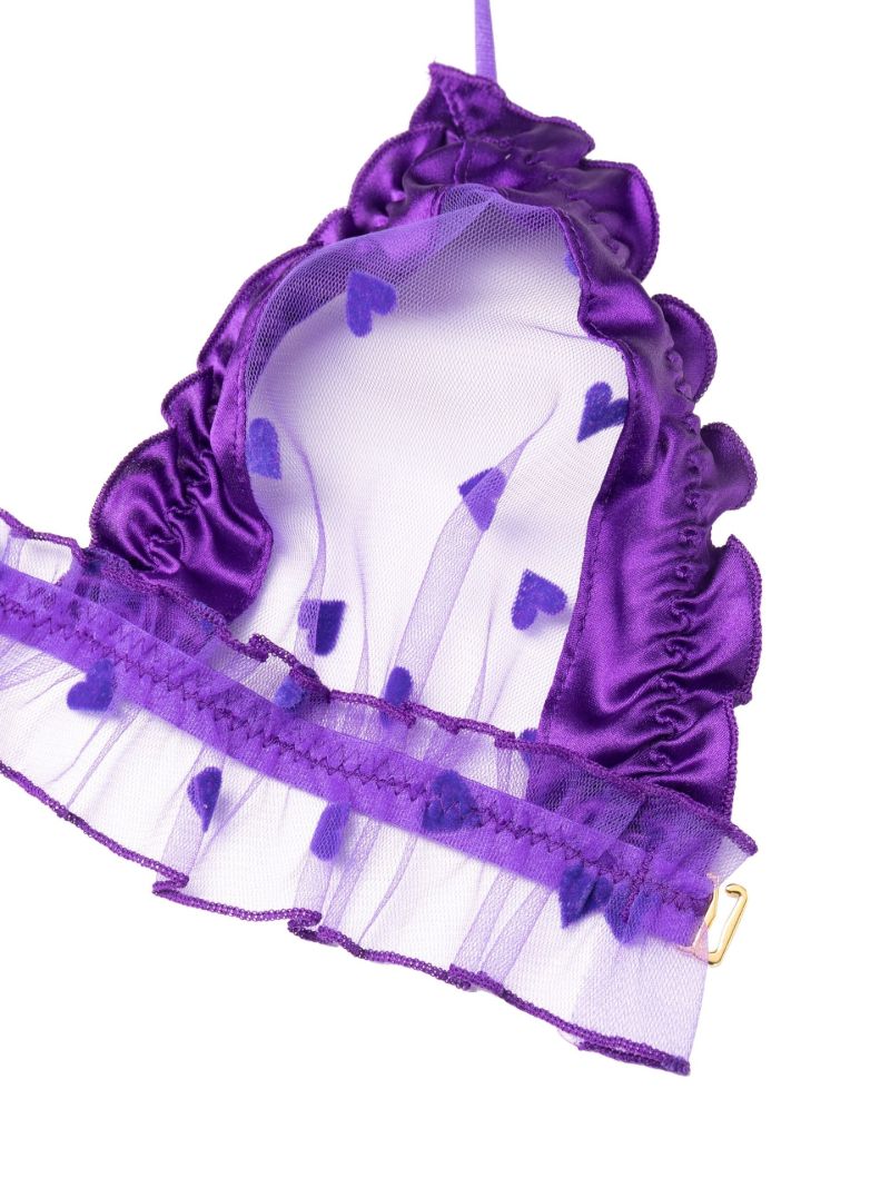 Purple Amour Heart Print Bra