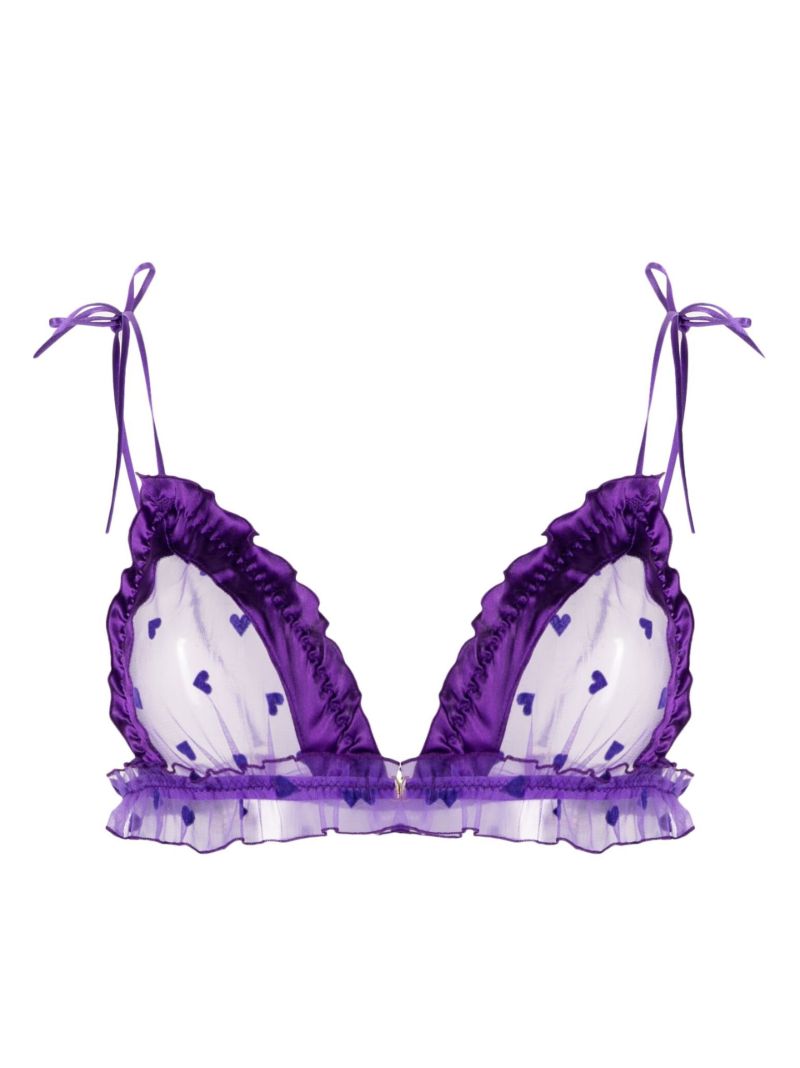 Purple Amour Heart Print Bra