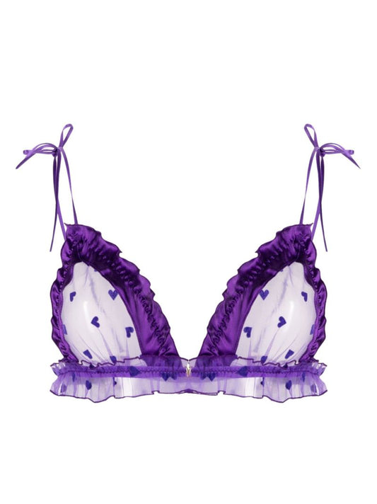 Purple Amour Heart Print Bra