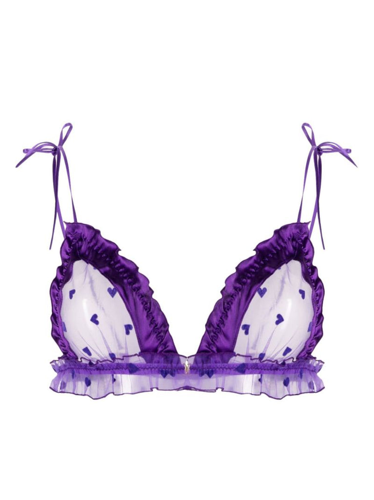 Purple Amour Heart Print Bra
