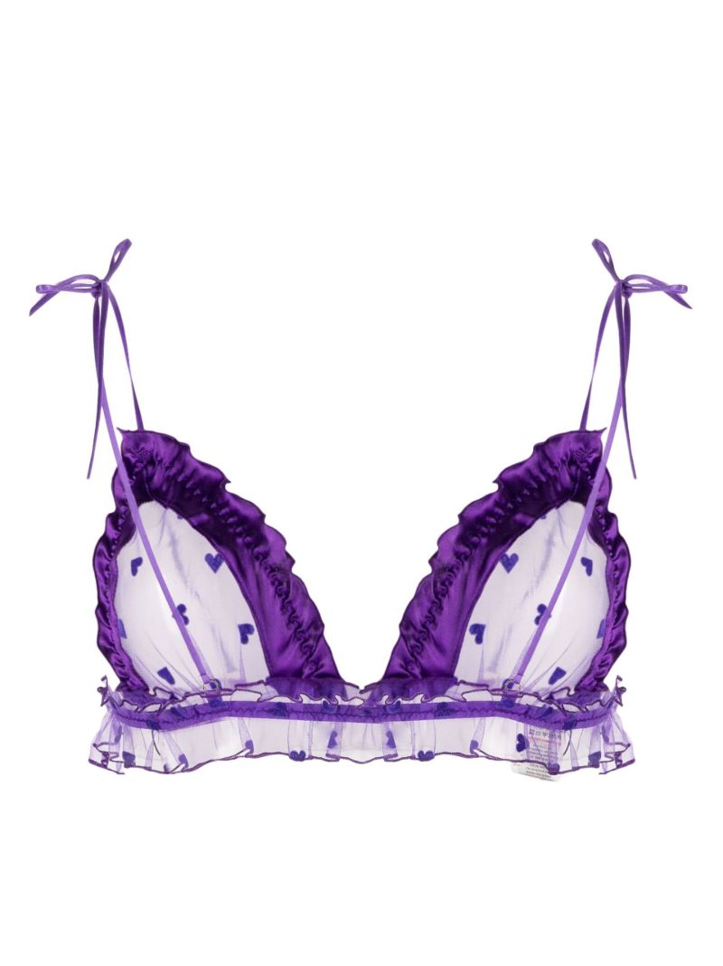 Purple Amour Heart Print Bra