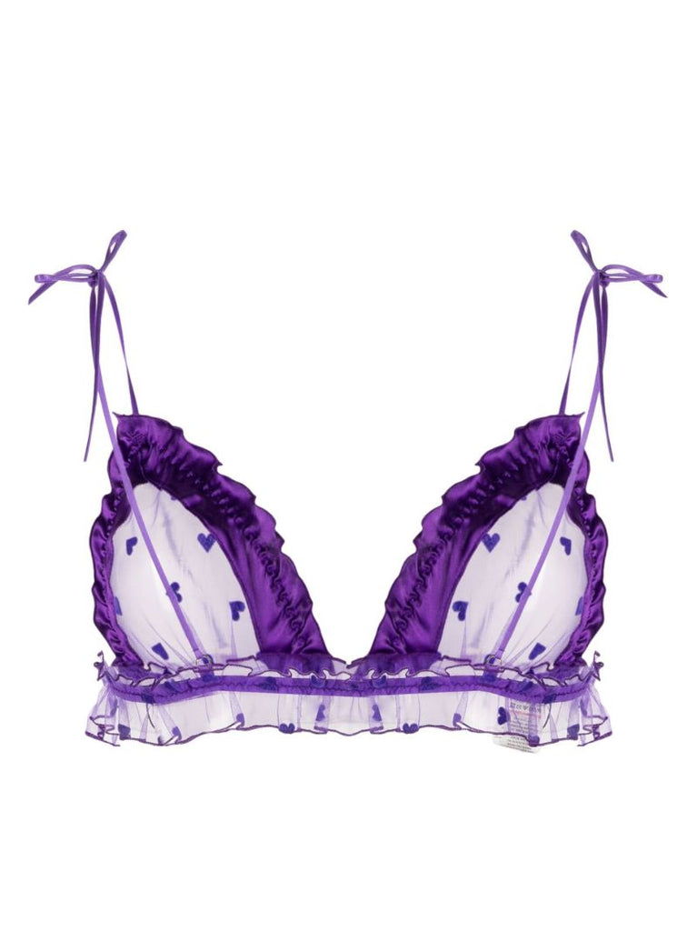 Purple Amour Heart Print Bra