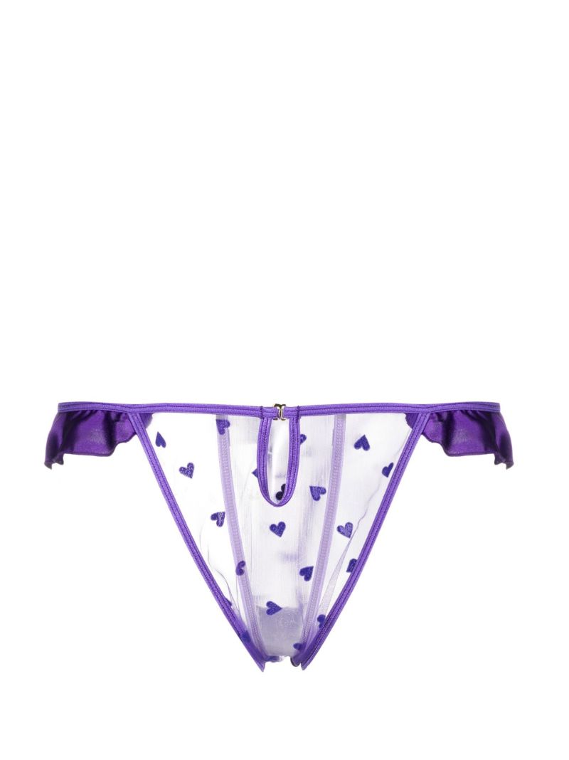 Purple Amour Hear Print Frilled Briefs