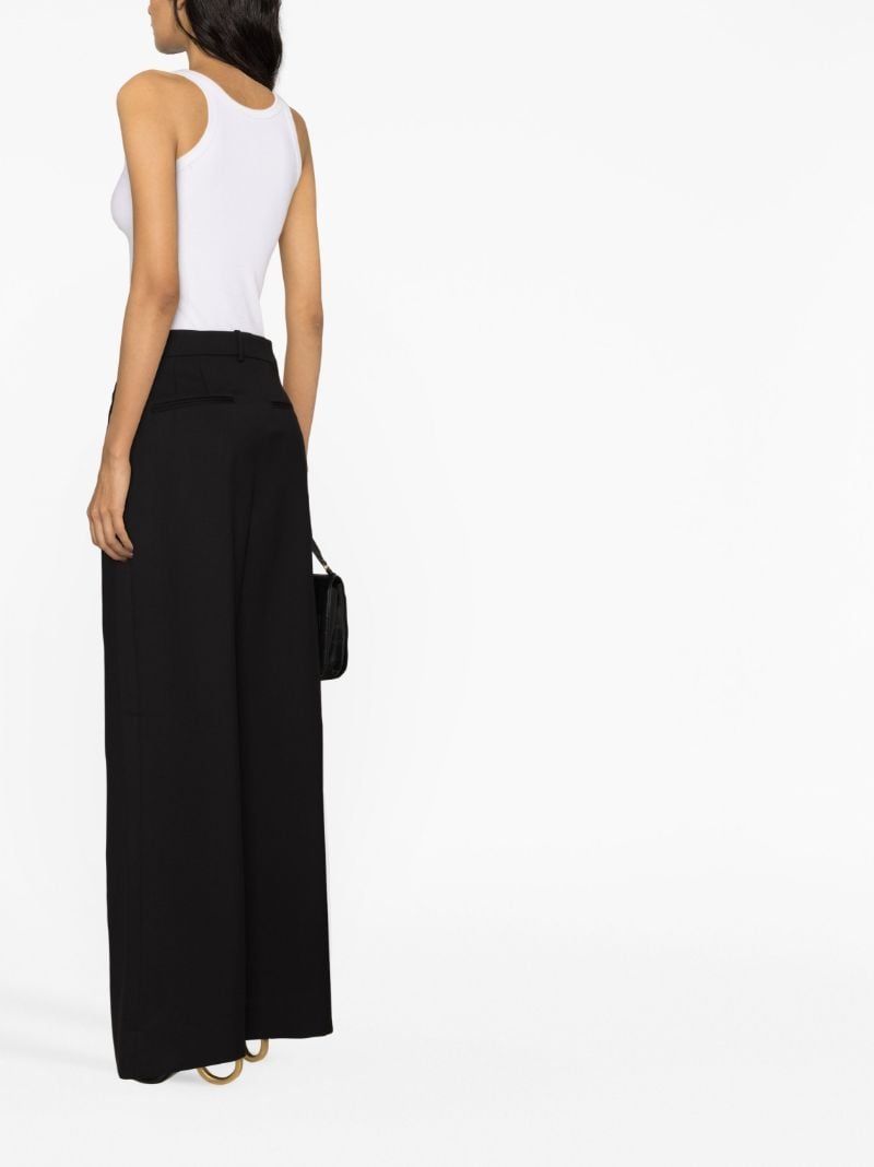 Black Wide-leg Wool Trousers